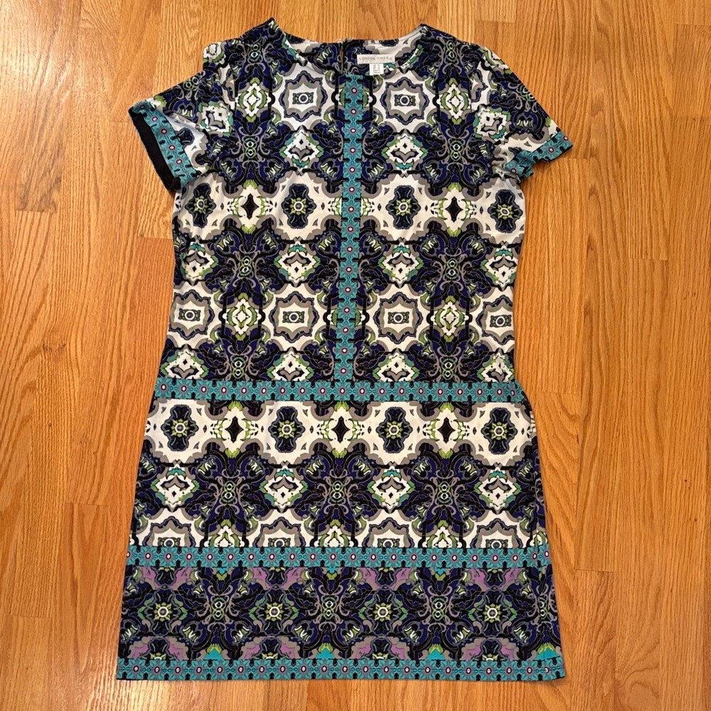 London Times Blue and Purple Geometric Mini Dress